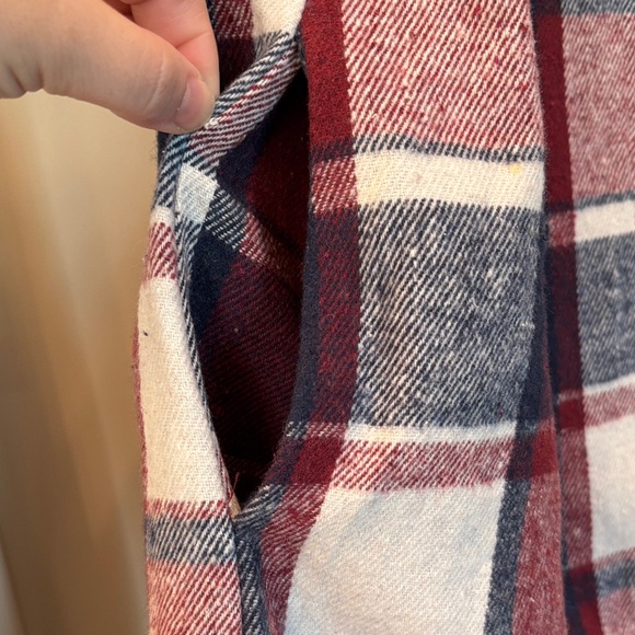 BloomChic Red and Blue Plaid Tunic Length Vest - Picture 5 of 6